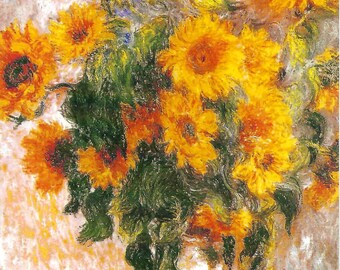Bouquet of Sunflowers Postcard by Claude Monet to Mail or for Travel Souvenir, Frame, Collage, Junk Journal, Paper Arts PSS 6328