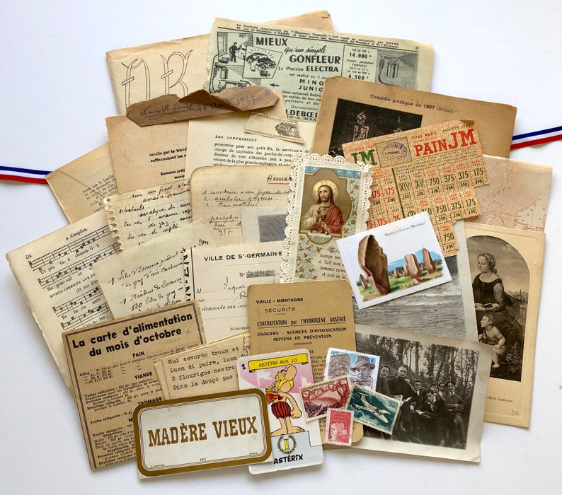 Vintage French Ephemera 30 Pieces Original French Mixed Paper Etsy