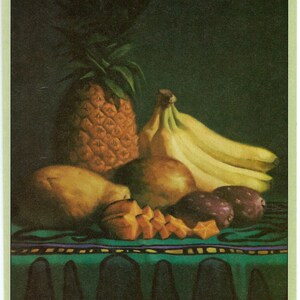 Tropical Fruit Still Life by Brent Watkinson for Cook&#39;s Illustrated Magazine Cover Jan/Feb 1994 to Frame or for Paper Arts PSS 4058