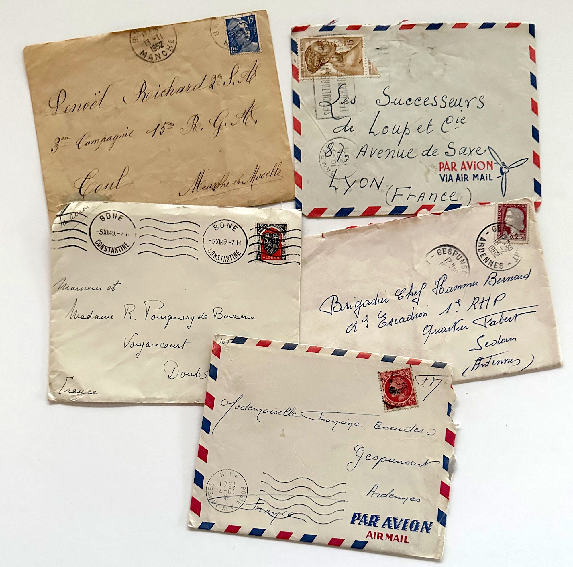 Used Vintage Oldfashioned French Envelope Inscription Stock Photo