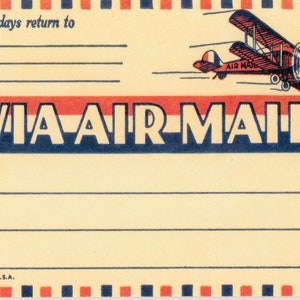 Carte postale vintage Via Air Mail par Cavallini à envoyer par la poste, cadre ou journal indésirable, fabrication de livres, collage, album de coupures, Paper Arts PSS 5049