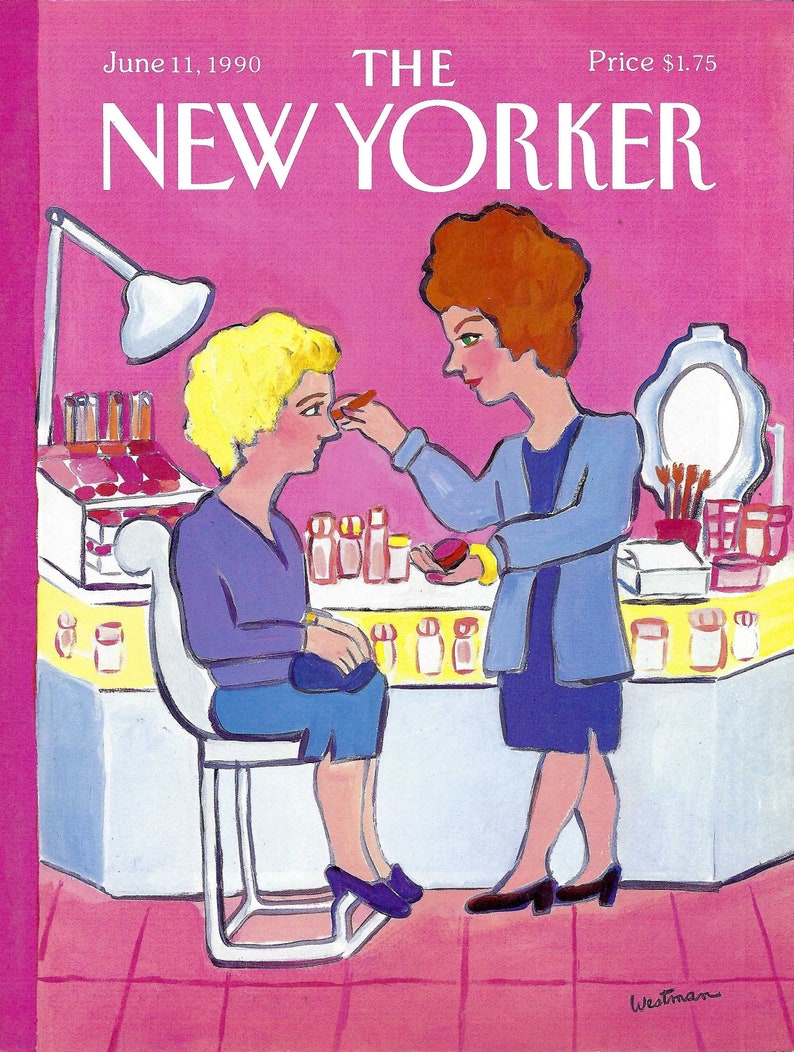 The New Yorker Magazine Cover June 11, 1990, A Woman at the Cosmetic Counter by Barbara Westman to Frame or for Paper Arts PSS 5677 image 1