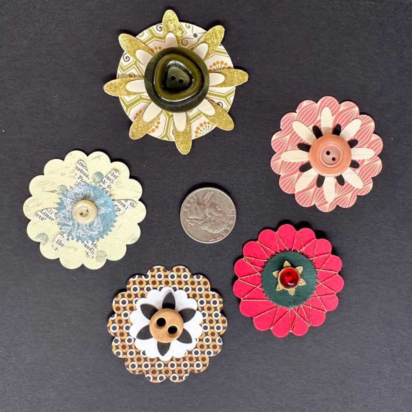 Layered Paper Die Cut Flower Pack - 5 Embellishment Pieces for Junk ...