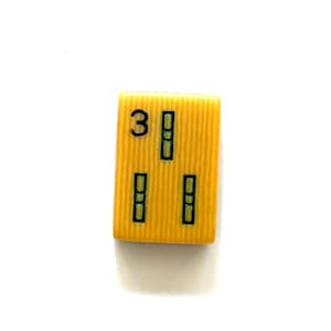 Vintage Piroxloid Mahjong Tile – Butterscotch & Black 2 Layer – French Ivory, c. 1920s, 3 Bam Game Piece