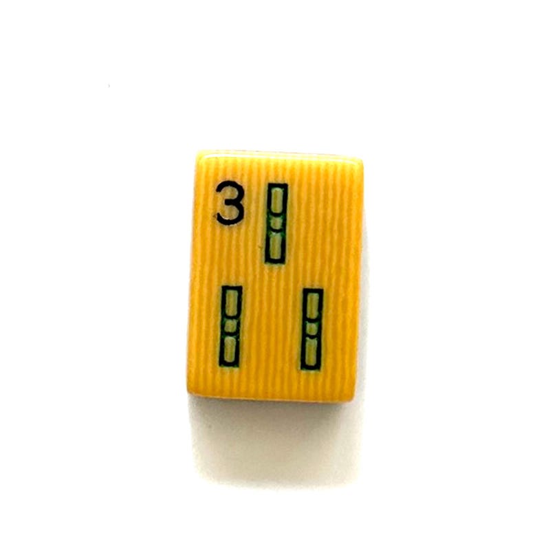 Vintage Piroxloid Mahjong Tile – Butterscotch & Black 2 Layer – French Ivory, c. 1920s, 3 Bam Game Piece