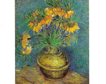 Van Gogh Vintage Postcard Fritillaries in a Copper Vase (1886)