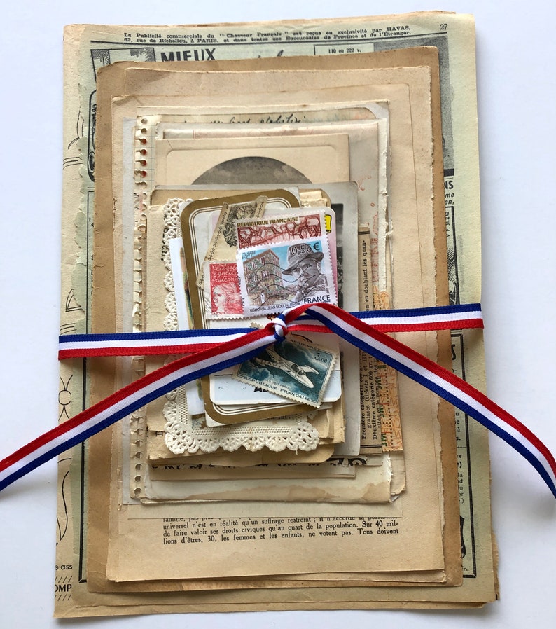 30 Pieces of French Ephemera, a Mixed Paper Pack to use in Collage, Junk Journals, Scrapbooking, Decoupage & Paper Arts