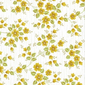Petit Yellow Floral Wallpaper Remnants, 2 Vintage Pages for Scrapbooking, Decoupage, Collage, Paper Arts & Mixed Media PSS 3627