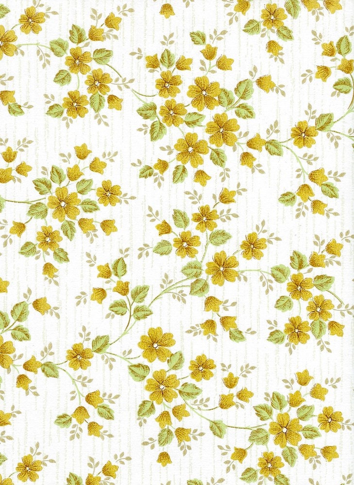Petit Yellow Floral Wallpaper Remnants 2 Vintage Pages for - Etsy Petit Yellow Floral Wallpaper Remnants 2 Vintage Pages for - Etsy