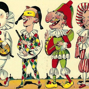 Personnages de dessins animés de la Commedia dell'Arte italienne à encadrer ou à imprimer sur papier, collage, carnets de bord, scrapbooking et projets créatifs PSS 5941