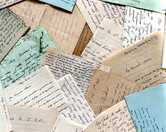 Vintage French Letters Set of 5 Handwritten Random Pages, Paper Ephemera for Junk Journals, Collage, Mixed Media, Paper Arts & More PSS 5490
