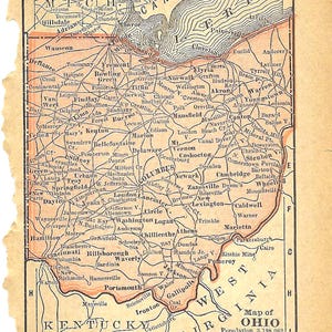 Vintage 1903 USA Landkarte Buchseite für Junk Journals, Collage, Mixed Media, Paper Arts oder Decoupage PSS 6051