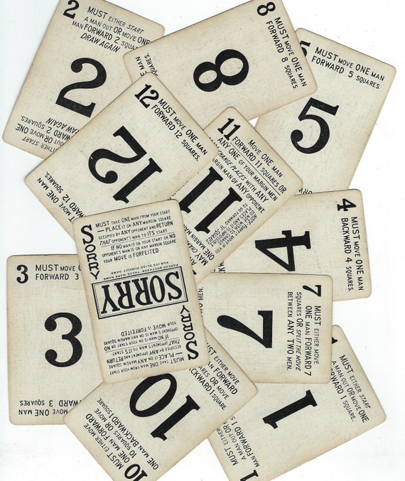 Vintage Sorry Game Cards 5 Mixed Assortment Cards For Etsy Vintage Sorry Game Cards 5 Mixed Assortment Cards For Etsy