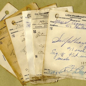 Vintage Handwritten Pharmacy Prescriptions for Collage, Paper Arts,  Mixed Media & MORE PSS 1250