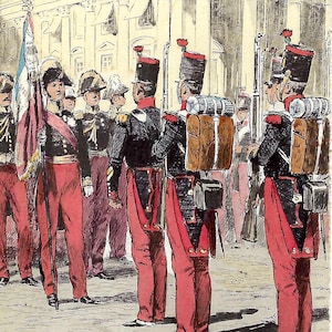 ビンテージ 1837 École Spéciale Militaire de Saint-Cyr Voltigeurs フランス ポストカード モーリス トゥーサン作 収集またはペーパー アート PSS 6193 で使用