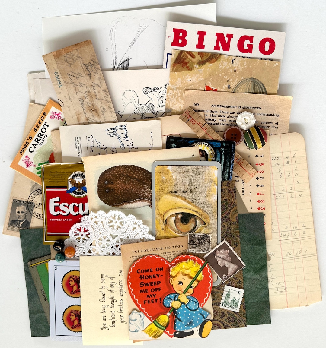 Vintage Ephemera Pack - 50+ Plus Unique Pieces for Junk Journals ...