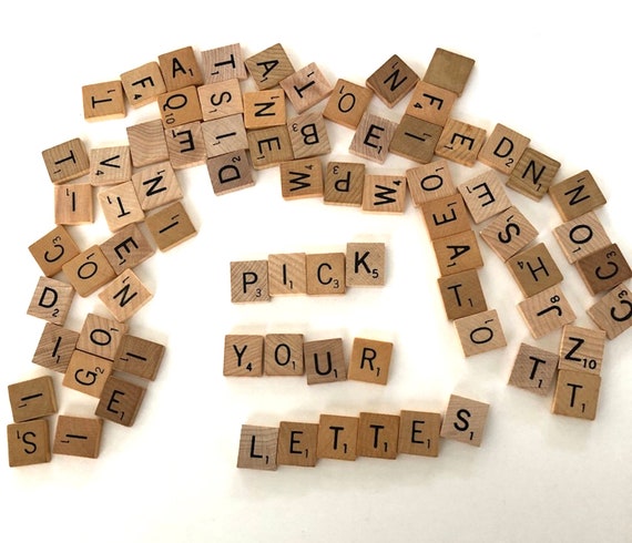 100 Wooden Scrabble Letter Tiles Game Pieces RANDOM LETTERS for Crafting,  Jewelry, Mixed Media 