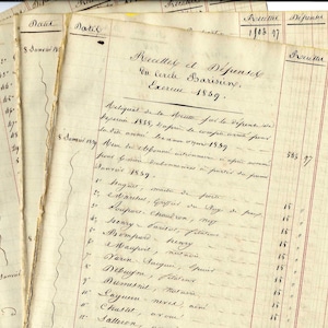 1839 - 1840 French Ledger Page, 1 Page Original Vintage French Calligraphy, Antique French Handwritten Script Document Page PSS 5489