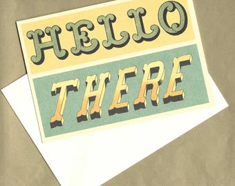 Hello There Vintage Friendship Greeting Card by Cavallini to Frame or Use in Craft Projects PSS 4458