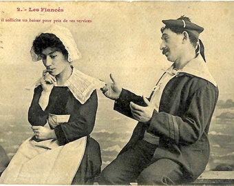 Vintage 1911 French Postcard for Framing, Book Making, Junk Journals, Collage, Scrapbooking and Paper Crafts PSS 5756