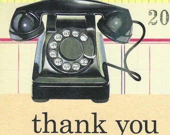 Vintage Telephone Thank You Note Card by Cavallini to Mail, Frame or Use in Craft Projects PSS 4485