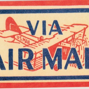 Carte postale vintage US Via Air Mail par Cavallini à envoyer par la poste ou dans un cadre, collage, journaux indésirables, scrapbooking, Paper Arts PSS 5002