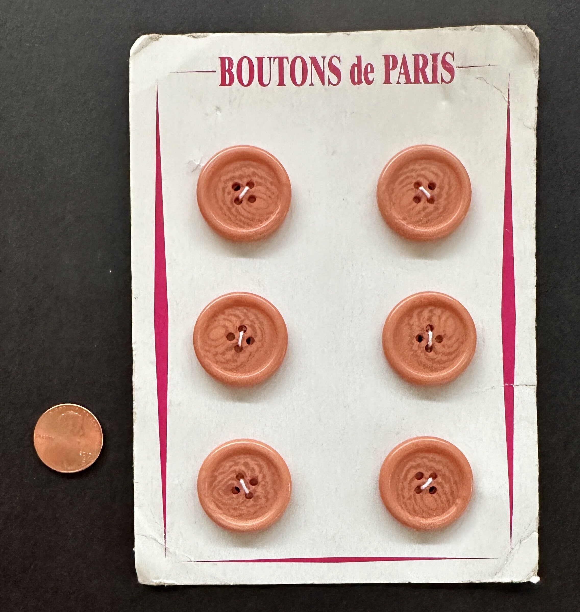 Beautiful Apricot Colored French Buttons on a Boutons De Paris Card PSS ...