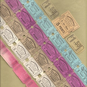 12 Vintage Vergnügungspark Tickets - Raffle Coupons für Collage, Scrapbooking, Montage, Mixed Media, Junk Journals PSS 1892