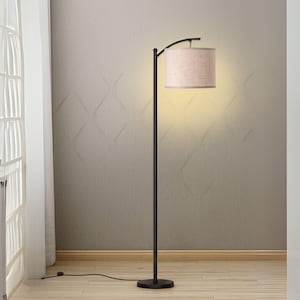 Mid-Century Black Arc Floor Lamp, Tall Standing Lamp, Modern Lamp for Living Room & Bedroom Bedside Lighting