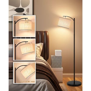 Mid-Century Black Arc Floor Lamp, Tall Standing Lamp, Modern Lamp for Living Room & Bedroom Bedside Lighting