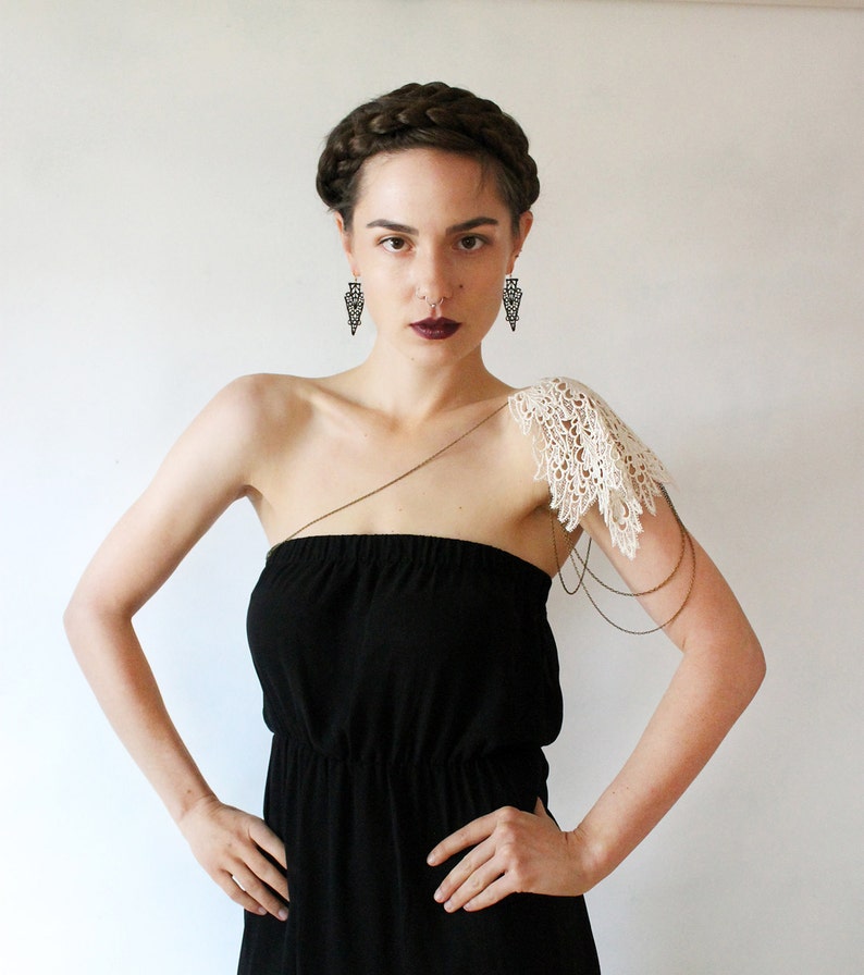 lace epaulette bride jewelry ASIYA boho chic unique jewelry body jewelry shoulder jewelry off white