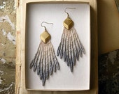 statement earrings - lace earrings- GALATEA- gray ombre - tribal -modern - geometric - spike - gift- boho chic