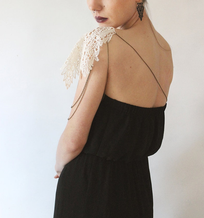 lace epaulette bride jewelry ASIYA boho chic unique jewelry body jewelry shoulder jewelry off white
