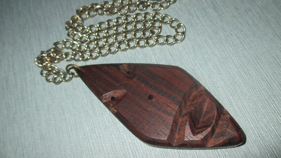 Vintage MOD Mid Century Carved Wood Face Mask Pend