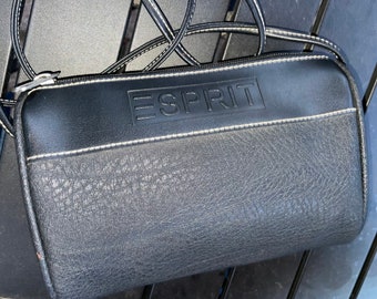 90s Esprit Bag // Cream and Tan Leather // Vintage 90s Purse 