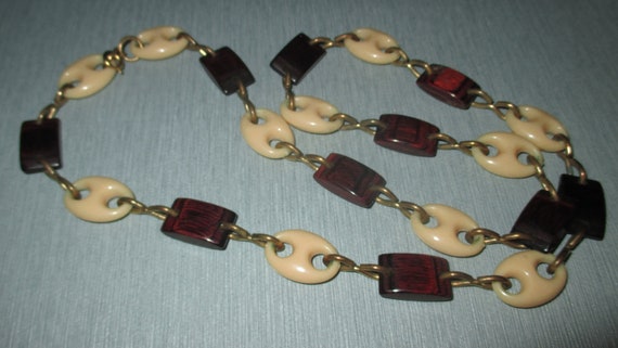 Vintage MOD 60s Wood and Creme Lucite Segment Bead