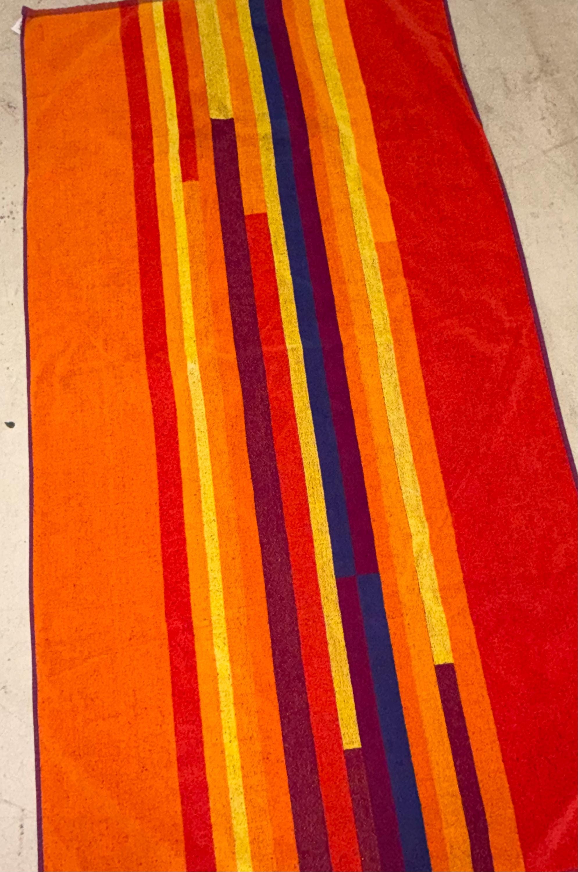 SERVIETTE DE PLAGE en tissu éponge pur coton MULTICOLORE RIGA grande taille cm. 90 X 165