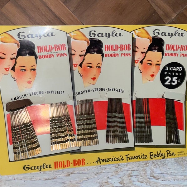 Vintage 50s Gayla Bob Pins Hair Bobby Pins on Original Card