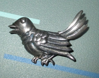 Vintage Mod Sterling Silver Bird Pin