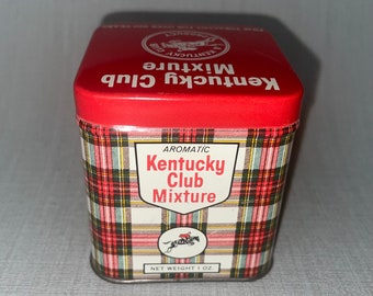 Vintage Kentucky Club Mixture Tobacco 1 oz Tin Plaid Tartan Design