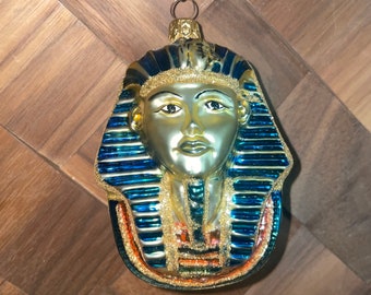 Vintage Blown Glass Egyptian King Tut Christmas Ornament