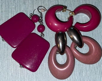 Vintage Pink Lucite Doorknocker Earrings