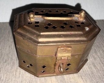 Vintage Small Brass Metal Trinket Box