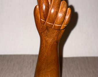 Vintage Mid Century Carved Wood Figa Fist Sculpture Figurine