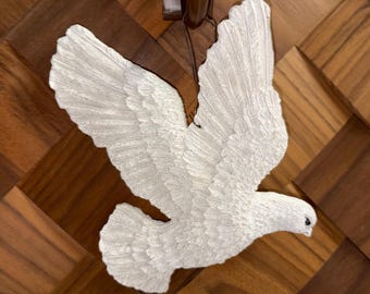 Vintage Large White Dove Resin Flying Bird Christmas Ornament