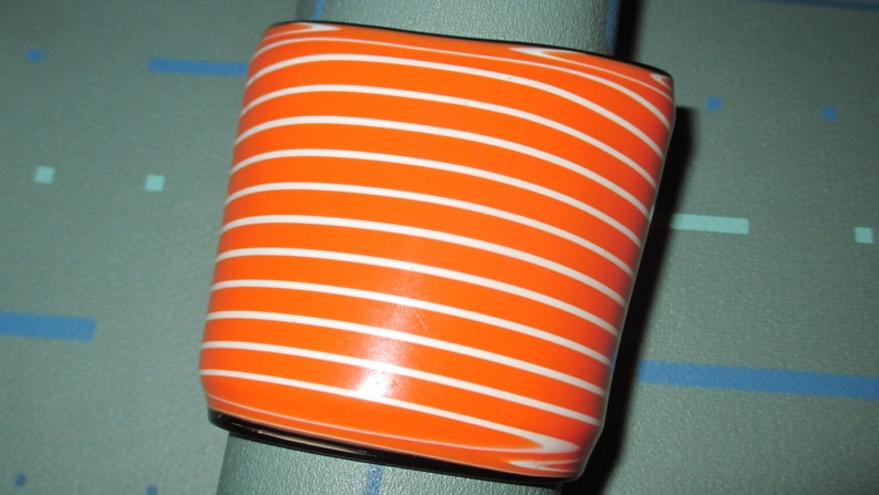Vintage MOD 70s Orange and White Striped Layered Lucite Cuff Bracelet