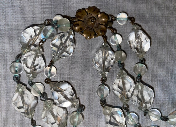 Vintage Art Deco Clear Chunky Crystal Bead Triple… - image 6