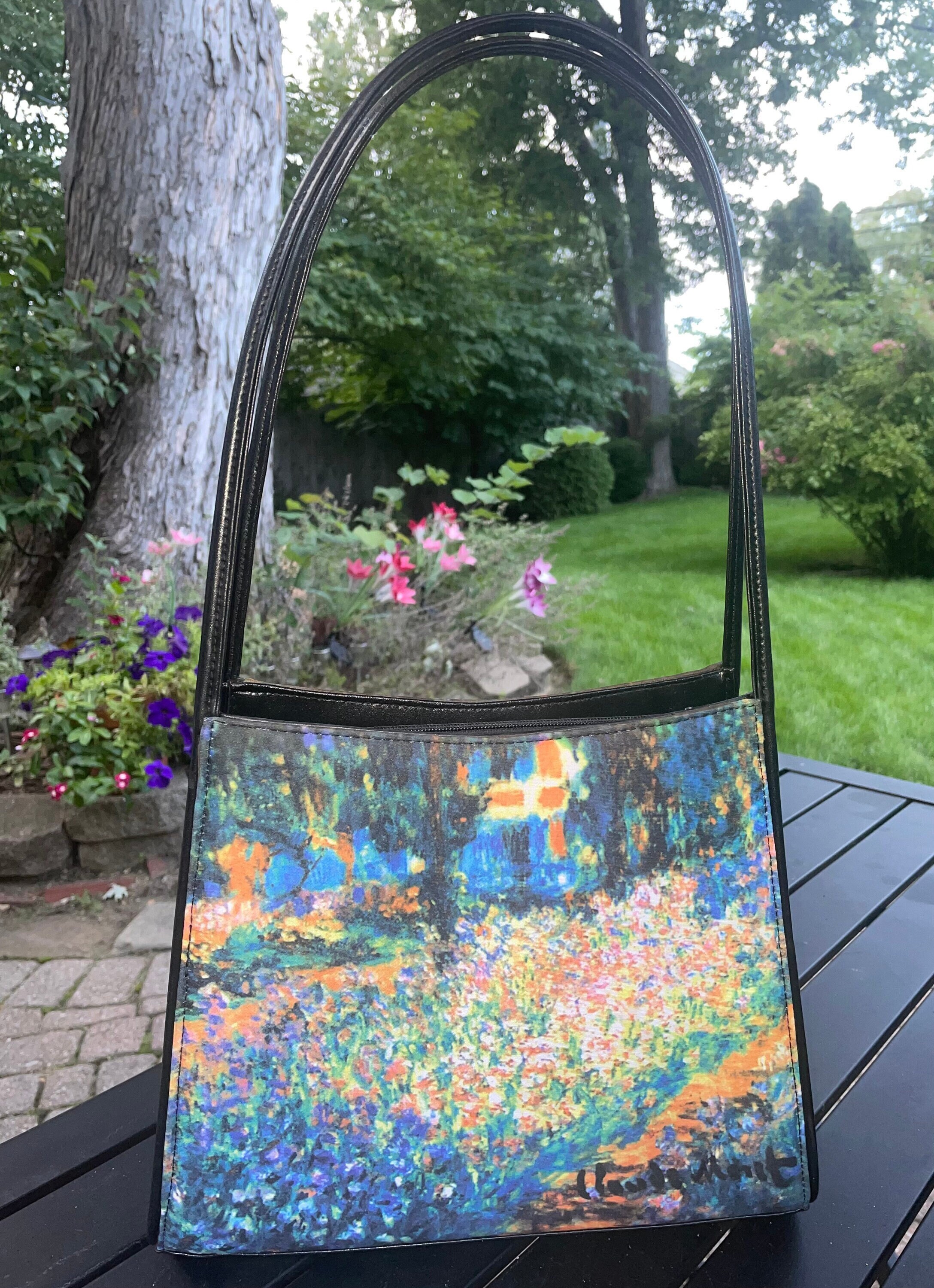 Claude Monet Floral Painting Shoulder Handbag Purse