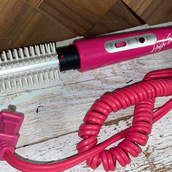 Vintage 80s Hot Pink Conair High Energy Brush Curling Iron