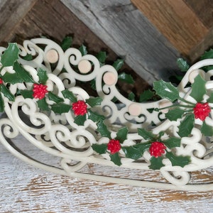 Vintage Mid Century Plastic Christmas Sleigh and Garland Decor